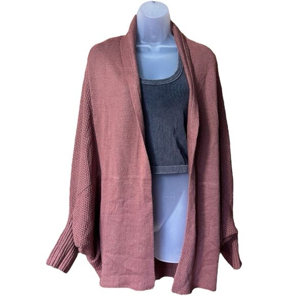 New In Terra Cotta Open Front Cardigan Sz L Batwing Sleeves Lagenlook Goblincore - Picture 1 of 11